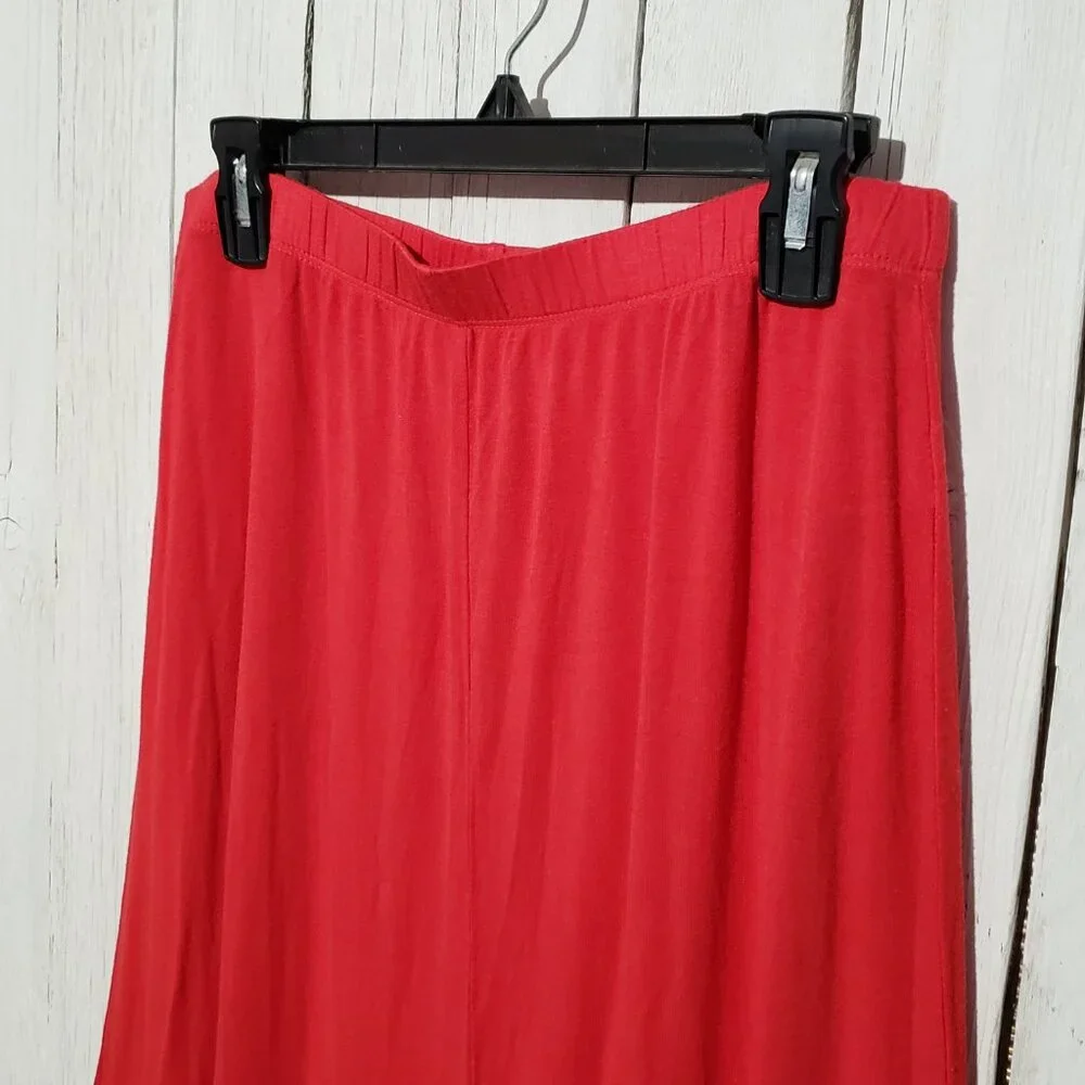 Women's L Maxi Skirt Red Chevron Jersey Knit Boho Festival Artsy Beach Indie Y2K